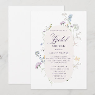 Invitación Simple caligrafía de flor silvestre Floral ducha d