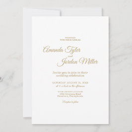 Invitación Simple Caligrafía De Oro Todo En Un Boda