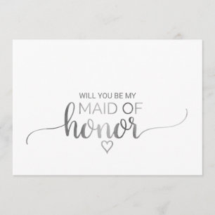 Invitación Simple Caligrafía De Plata Made De Honor Propuesta
