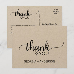 Invitación Simple Caligrafía Kraft Gracias Postcard