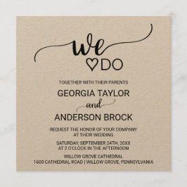 Invitación Simple caligrafía Kraft "We Do" Boda cuadrado