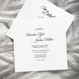 Invitación Simple caligrafía negra cuadrada todo un Boda