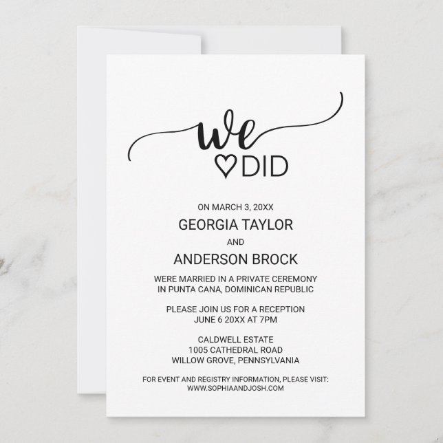 Invitación Simple caligrafía negra que hicimos (Anverso)