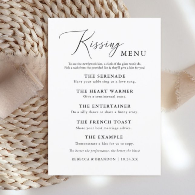 Invitación Simple caligrafía Rústico Boda Kissing Menu (Subido por el creador)