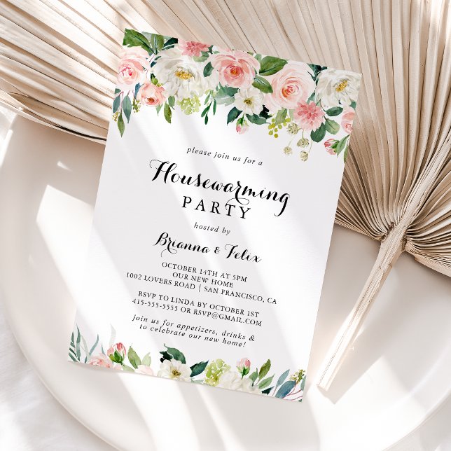 Invitación Simple caligrafía verde floral Fiesta de calentami (Subido por el creador)