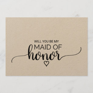 Invitación Simple Calligrafía Kraft Propuesta De Honor
