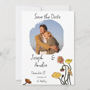 Invitación Simple casamiento con amapola Guardar la fecha