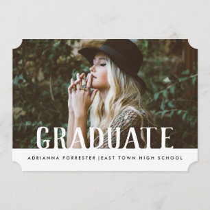Invitación Simple Casual Bold Graduate Photo