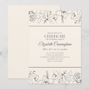 Invitación Simple Celebración De La Vida En Un Monumento Flor