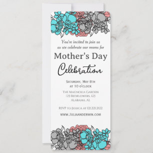 Invitación Simple celebración del Día de la Madre   Tema flor
