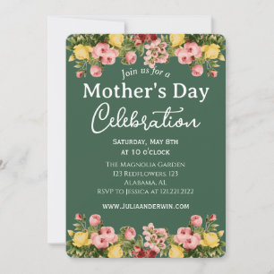 Invitación Simple celebración del Día de la Madre   Tema flor