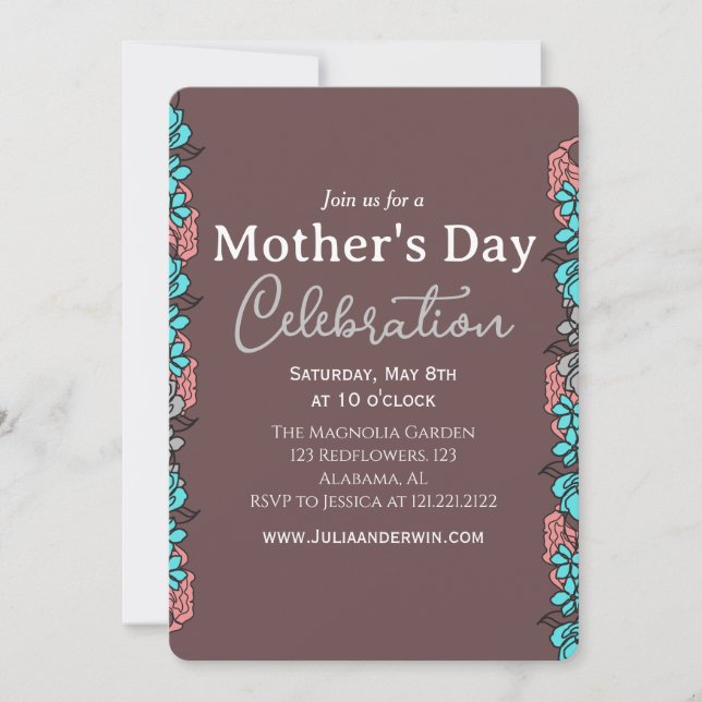 Invitación Simple celebración del Día de la Madre | Tema flor (Anverso)