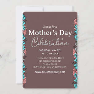 Invitación Simple celebración del Día de la Madre   Tema flor