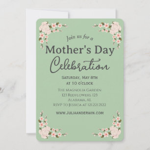 Invitación Simple celebración del Día de la Madre   Tema flor