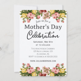 Invitación Simple celebración del Día de la Madre | Tema flor
