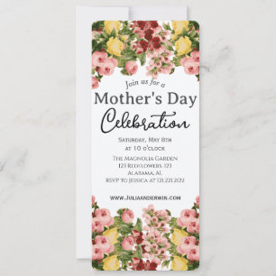 Invitación Simple celebración del Día de la Madre   Tema flor