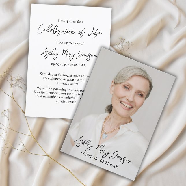 Invitación Simple celebración del funeral de la foto de la vi (Subido por el creador)