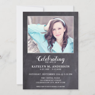 Invitación Simple Celebración Del Funeral Fotográfico Memoria