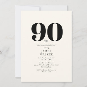 Invitación Simple celebración neutral de cumpleaños número 90