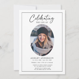 Invitación Simple Celebration of Life Black White Funeral