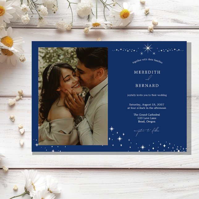 Invitación Simple Celestial Elegant Wedding Photo Horizontal (Subido por el creador)