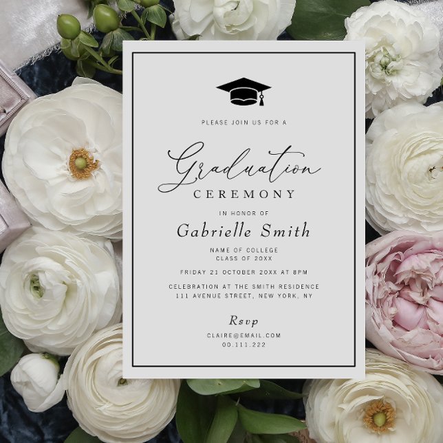 Invitación simple ceremonia mínima de graduación universitari (Subido por el creador)