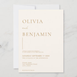 Invitación Simple Champagne Elegant Wedding Invitation