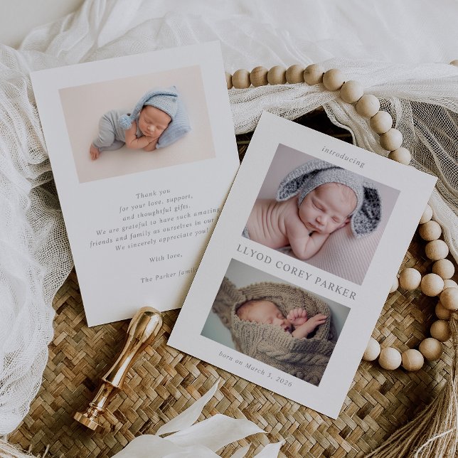 Invitación Simple Chic Baby Photo Announcement Card (Subido por el creador)