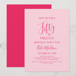 Invitación Simple Chic Fifty & FABULOUS! Pink Birthday Party