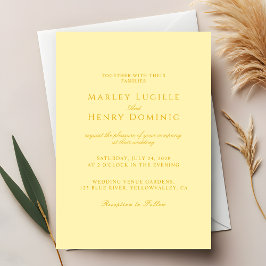 Invitación Simple Chic Modern Butter Yellow Wedding