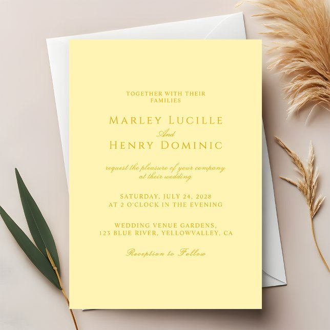 Invitación Simple Chic Modern Butter Yellow Wedding (Subido por el creador)