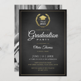 Invitación Simple Chic Photo Graduation Party Invite Card