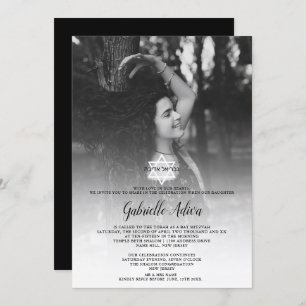 Invitación Simple chicstar nombre hebreo foto Bat Mitzvah