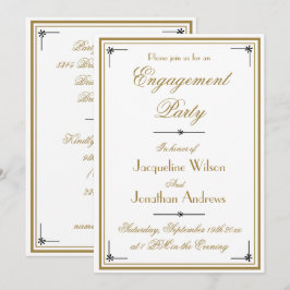Invitación Simple Clásico Blanco con Compromiso de Letra en D