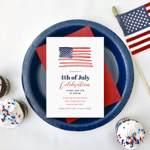 Invitación Simple Classic American Flag 4 de julio Fiesta