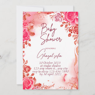 Invitación Simple Classic Baby Girl Shower