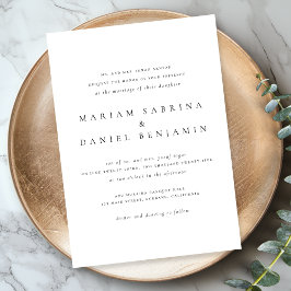 Invitación Simple Classic Script Boda blanco y negro