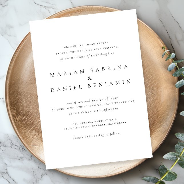 Invitación Simple Classic Script Boda blanco y negro (Subido por el creador)