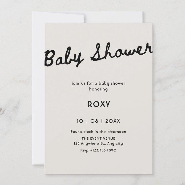 Invitación Simple classy baby shower (Anverso)