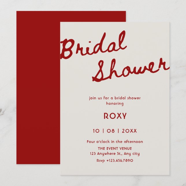 Invitación Simple classy bridal shower  (Anverso / Reverso)