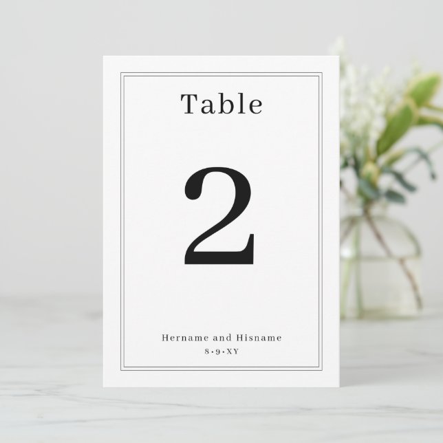 Invitación Simple Clean Minimalist Elegant Table Number Card (Anverso de pie)