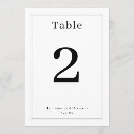 Invitación Simple Clean Minimalist Elegant Table Number Card
