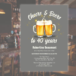Invitación Simple Clinging Glasses Cheers Beers to 40 Years