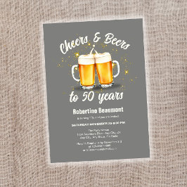 Invitación Simple Clinging Glasses Cheers Beers to 50 Years