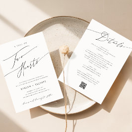 Invitación Simple Código QR Blanco Y Negro Todo En Un Boda