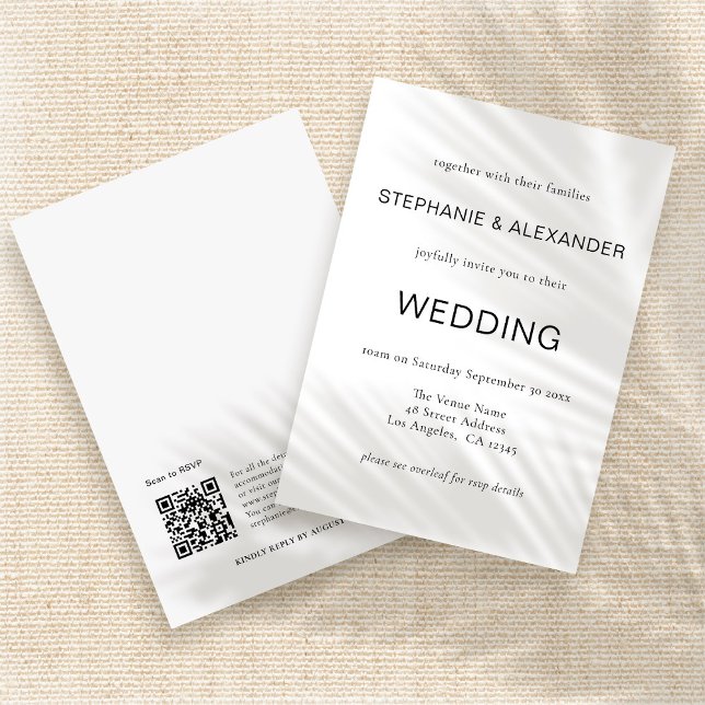 Invitación Simple Código QR Boda Negro Blanco (Subido por el creador)