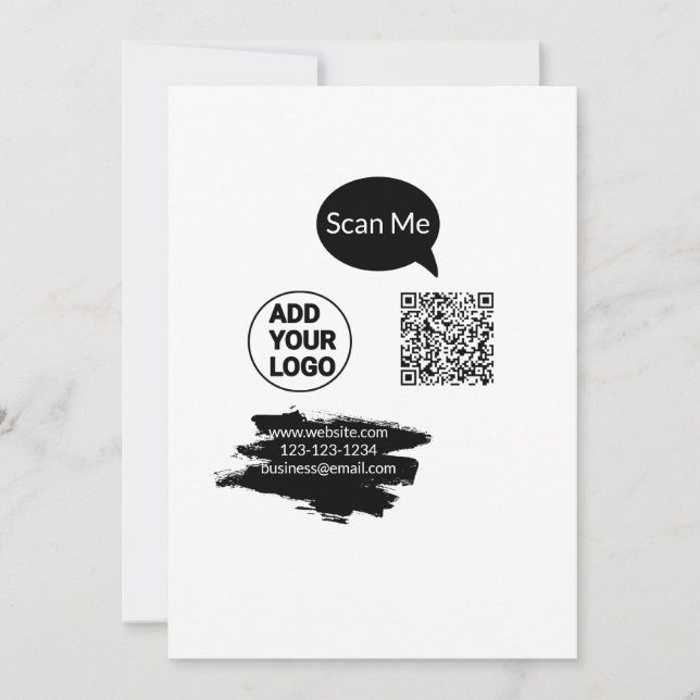 Invitación Simple código qr minimalista agregar logo escanear (Anverso)
