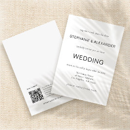 Invitación Simple Código QR Negro Blanco Boda
