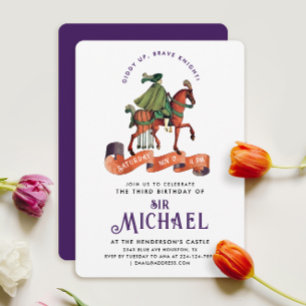 Invitación Simple Color Medieval Príncipe Encantador Caballo
