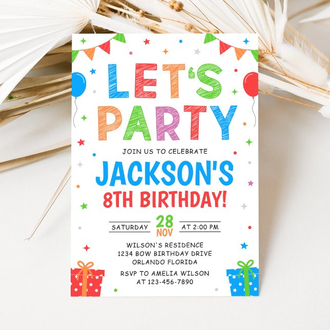 Invitación Simple Colorful Birthday Party Invitation (Subido por el creador)
